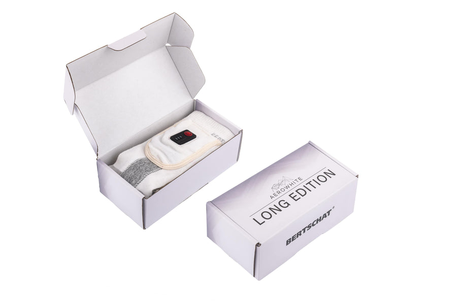 Opvarmede Sokker – Aerowhite | Vinter Sportsudgave – USB-C | Tynde & Slidstærke