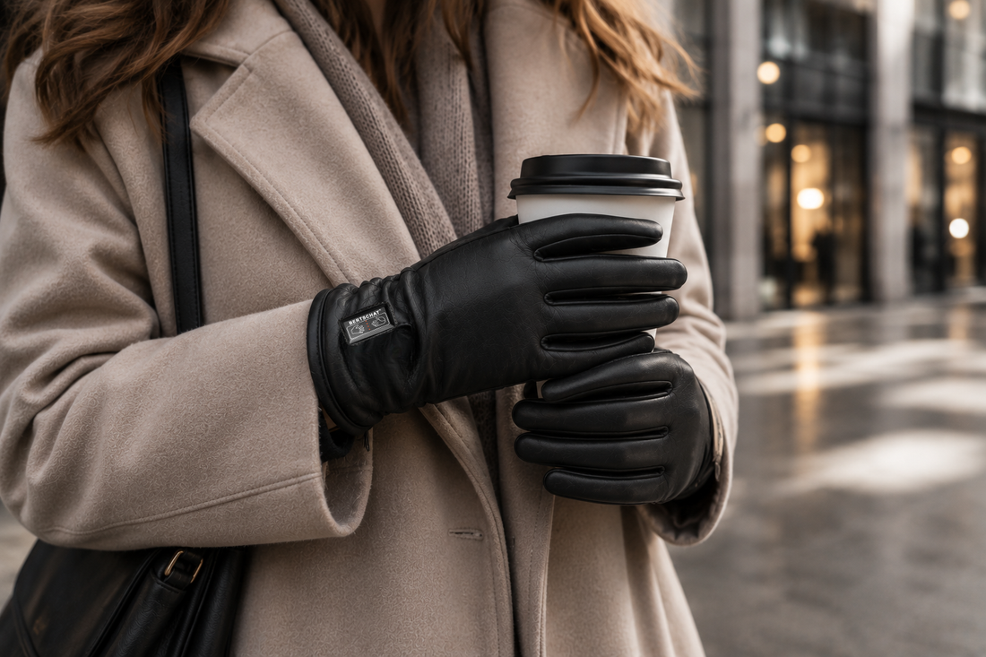 Opvarmede Læderhandsker til Damer – Dual Heating